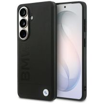 BMW Leder-MagSafe-Hülle mit Heißprägung für Samsung Galaxy S26 – Schwarz