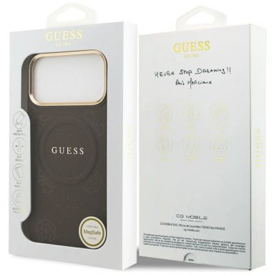 8. Guess Peony Hot Stamp MagSafe Case für iPhone 17 Pro Max - Braun