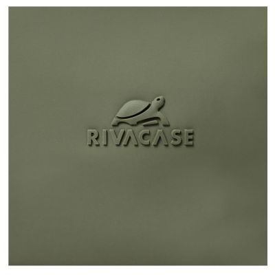 23. Rivacase Eden Rucksack Reiserucksack Olivgrünes gewachstes Leder (Pull-Up), Polyester, recyceltes Polyethylenterephthalat (rPET)