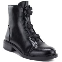 Damen-Ankle-Boots mit Zierblumen, gefüttert, schwarz, Potocki SZ12852