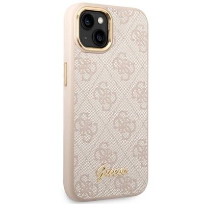 4. Guess 4G Vintage Gold Logo Hülle für iPhone 14 – Rosa