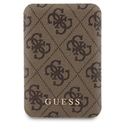 8. Guess 4G Metal Logo Hüllenset für iPhone 15 + 5000 mAh MagSafe Powerbank – Braun