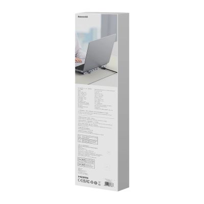 6. Baseus EliteJoy Gen2 Universal 12-in-1 USB HUB mit 25cm USB-C Kabel, Notebookständer, USB-A / USB-C / DP / HDMI / SD / TF / RJ45 / 3,5mm Klinke / PD 100W Grau (WKSX030213)