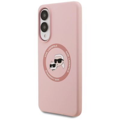 2. Karl Lagerfeld Silikon Nauble Heads And Circle MagSafe Hülle für Samsung Galaxy S25 Edge - Pink