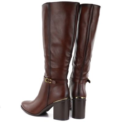 4. Damenstiefel mit Blockabsatz, braun, Sergio Leone KZ-08