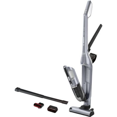 15. Bosch BCH3P210 Akku-/Stielstaubsauger mit integrierter Bürste, beutellos, 0,4 l, netz-/akkubetrieben, schwarz/grau