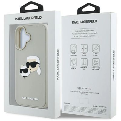 8. Karl Lagerfeld HC 3D Rubber Double Heads iPhone 16 Hülle - Beige
