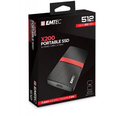 2. Emtec X200 512 GB USB Typ-C 3.2 Gen 1 (3.1 Gen 1) Schwarz, Rot