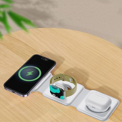 16. Dudao A11N 15W 3in1 induktives Ladegerät - Weiß + USB-C / USB-C-Kabel