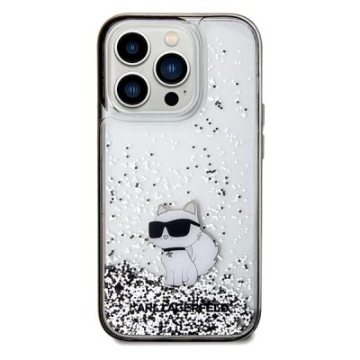 3. Karl Lagerfeld Liquid Glitter Choupette Hülle für iPhone 14 Pro – transparent