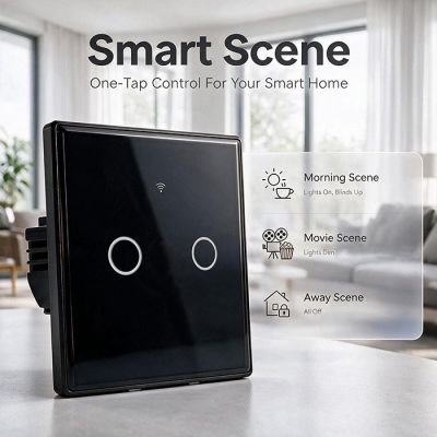 6. QOLTEC LICHT-EIN/AUS-SCHALTER | 2-KANAL-TOUCH-BEDIENUNG | WLAN | TIMER | TUYA | SCHWARZ
