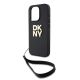 4. DKNY Wrist Strap Stock Logo Hülle für iPhone 15 Pro – Schwarz