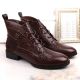 12. Filippo W PAW478B Stiefeletten aus braunem Lackleder mit isolierter Krokodilleder