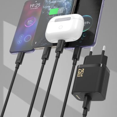 3. Dudao A27STEU 25W GaN USB-A Wandladegerät mit USB-A- und USB-C-Kabel – Weiß