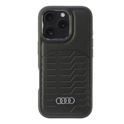Audi Kunstleder MagSafe iPhone 16 Pro 6,3" schwarz/schwarz Hardcase AU-TPUPCMIP16P-GT/D3-BK