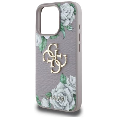6. Guess Grained Roses Big 4G Logo iPhone 16 Pro Hülle - Lila