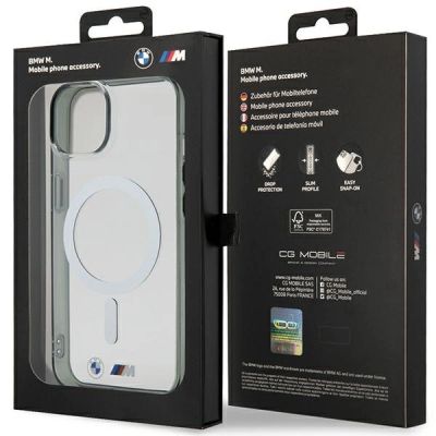 8. BMW Silver Ring MagSafe Hülle für iPhone 14 Plus – transparent