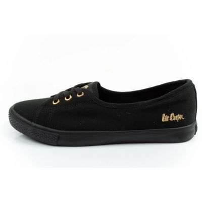 2. Lee Cooper Damenschuhe, sportliche schwarze Slip-On-Ballerinas
