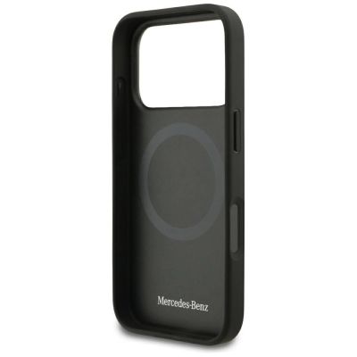 7. Mercedes Leather Laurel Leaves Stripes MagSafe Case für iPhone 17 Pro - Schwarz