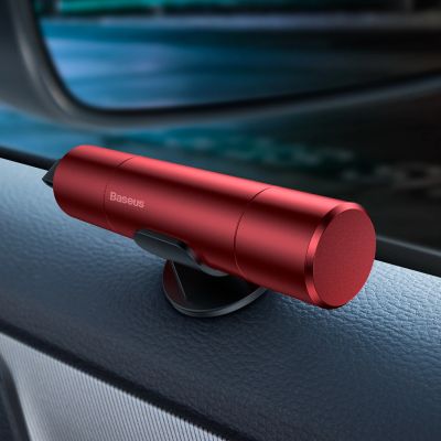 8. Baseus SharpTool Sicherheitshammer mit Glasbrecher und Gurtschneider – Rot