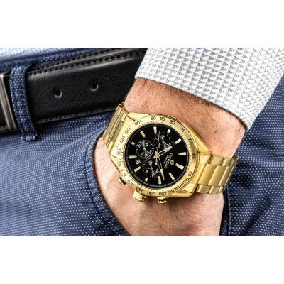4. Giewont Herrenuhr Chronograph Saphir Gold Schwarz GW9580-B4