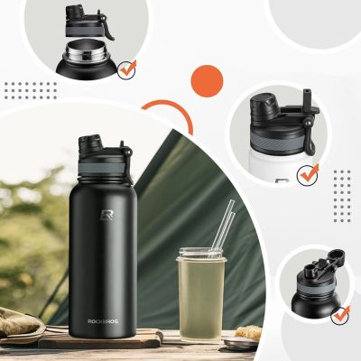 6. Rockbros 35210029002 Thermo-Fahrradflasche für Getränke 650 ml - schwarz
