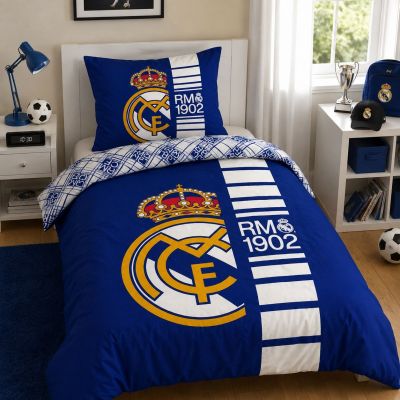 4. Real Madrid Bettwäsche-Set aus Baumwolle, 140x200 + 70x90 cm, REB80207BL
