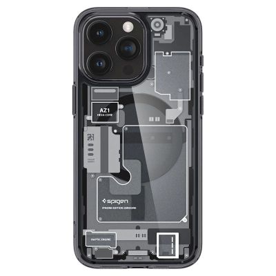 11. Spigen Ultra Hybrid Mag Case mit MagSafe für iPhone 15 Pro – Dunkelgrau (Zero One Pattern)