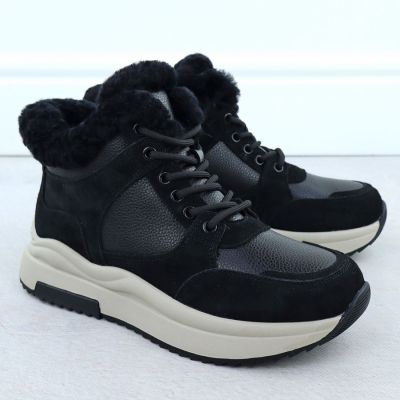 6. Schwarze Damen-Ankle-Boots aus Leder mit Plateausohle, Filippo DBT7240