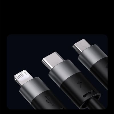15. 3in1 USB - Micro-USB / Lightning / USB C 3,5A 1,2m Kabel Baseus StarSpeed - schwarz