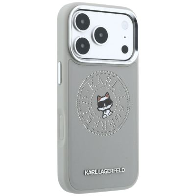 4. Karl Lagerfeld Point & Choupette Sketch MagSafe Hülle für iPhone 18 Pro / 17 Pro – Grau