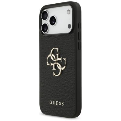 2. Guess Grained Big 4G & Classic Logo Hülle für iPhone 17 Pro Max - Schwarz