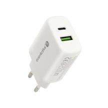 EVERACTIVE NETZLADEGERÄT MIT 1 X USB QUICK CHARGE 3.0 UND 1 X USB-C PD PPS 25 W, WEISS, SC-370Q