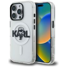Karl Lagerfeld IML Karl Sketch Logo MagSafe Hülle für iPhone 16 Pro Max – Transparent