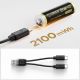 8. Orico Ener-G EG5C Lithium-Batterie 1,5 V 2100 mWh AA USB-C Wiederaufladbare Batterie mit Ladekabel 2 Stück.