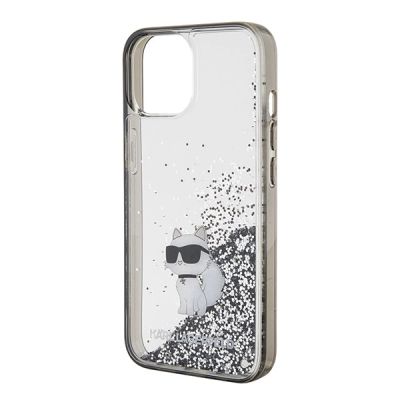 6. Karl Lagerfeld Liquid Glitter Choupette Hülle für iPhone 15 – transparent