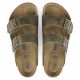 6. Birkenstock Arizona Soft Footbed Oiled Leather Narrow Faded Khaki Slides für schmale Füße (1019377)