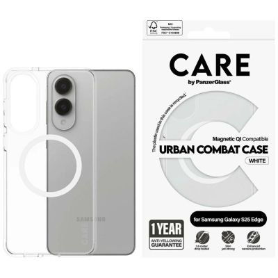 CARE by PanzerGlass Flagship Urban Combat White QI Case für Samsung Galaxy S25 Edge - Transparent