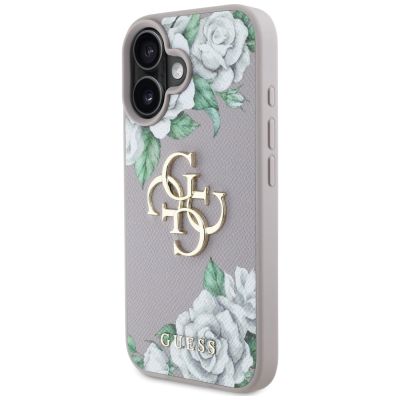 2. Guess Grained Roses Big 4G Logo iPhone 16 Hülle - Lila