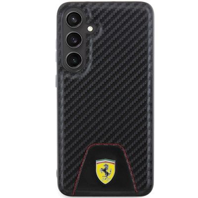 3. Ferrari Carbon Stitched Bottom Case für Samsung Galaxy S24+ – Schwarz