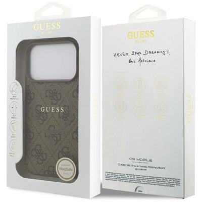8. Guess 4G Ring Classic Logo MagSafe Hülle für iPhone 17 Pro - Braun