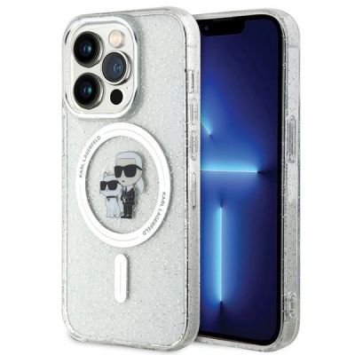 Karl Lagerfeld Karl&Choupette Glitter MagSafe Hülle für iPhone 15 Pro – transparent