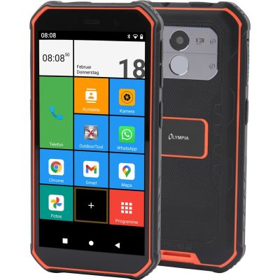 6. Olympia TREK Smartphone 14 cm (5,5 Zoll), Dual-SIM, Android 10.0, 4G, USB Typ-C, 3 GB RAM, 32 GB Speicher, 5000 mAh Akku – Orange