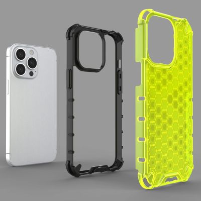 6. Honeycomb Handyhülle Schutzhülle mit TPU Rahmen für iPhone 13 Pro schwarz