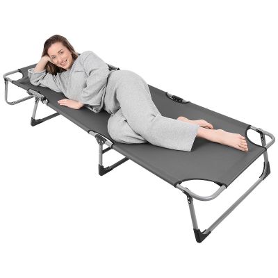 9. FALTBARES CAMPINGBETT, 3-POSITIONEN, 188 X 73 X 28 CM, DUNKELGRAU