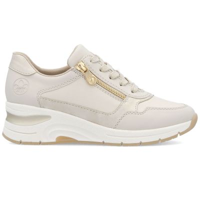 4. Beige Leder-Keilsneaker für Damen Rieker N9301-60