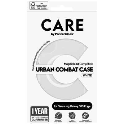 4. CARE by PanzerGlass Flagship Urban Combat White QI Case für Samsung Galaxy S25 Edge - Transparent