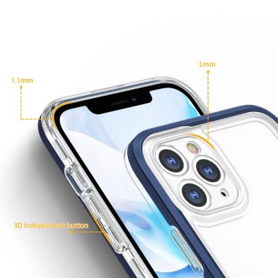 4. Klare 3-in-1-Hülle für das iPhone 11 Pro Max mit blauem Gel-Rahmen