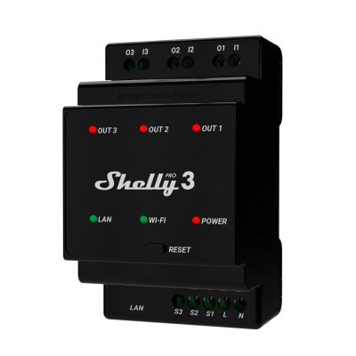 Shelly „Pro 3“ Smart Switch WLAN- und LAN-Switching-Laufwerk 3 x 16 A