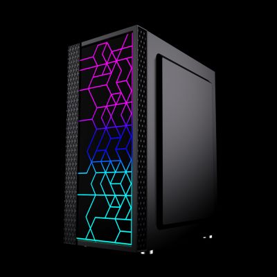 4. GEMBIRD FORNAX 2500 MIDI-TOWER-CASE (1x USB 3.0, 2x USB 2.0, HD-Audio, Seitenwand aus Glas) SCHWARZ